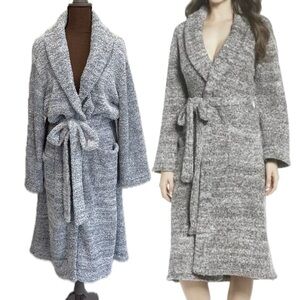 Barefoot Dreams Cozychic Long Belted Robe Style 509 Size 1 Small Grey Pockets